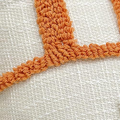 Ikatyarn 18x18 Boho jastuk, narančasta tufted geometrijski dijamantski jastučnica sa resicama, ukrasni
