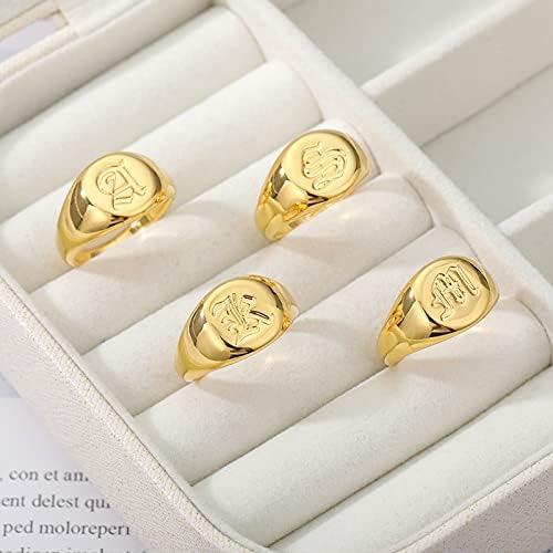 Oyalma jednostavan kvadratni pečatni prsten za žene Zlatni sa poliranim prstenima Punk prsten nakit nakit-P-zlato-boja-56841