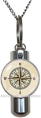 RukovanjeDecorations Compass Rose kremiranje urn ogrlica Diplomski poklon Kompas za nakit
