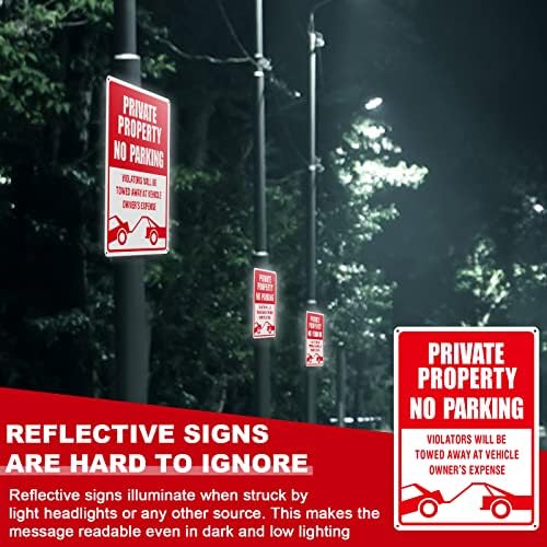 4 pakovanje Reflection Ne znakovi za parkiranje privatni znakovi 10 x 14 inčni nasilnici bit će vučeni znak