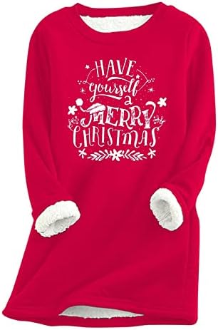 Kulywon ženska povremena božićna košulja za tiskane košulje debele fleke zimski okrugli vrat toplo mekani
