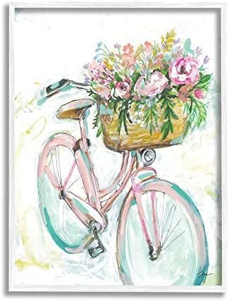 Stupell Industries pariški Retro bicikl prolećna korpa za cveće slika, dizajn Džesike Mingo