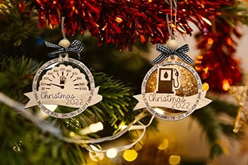Funny Gas Božić Ornament 2022 plinski ukrasi za božićno drvo drveni znakovi goriva Božićni ukrasi spomen Ornament