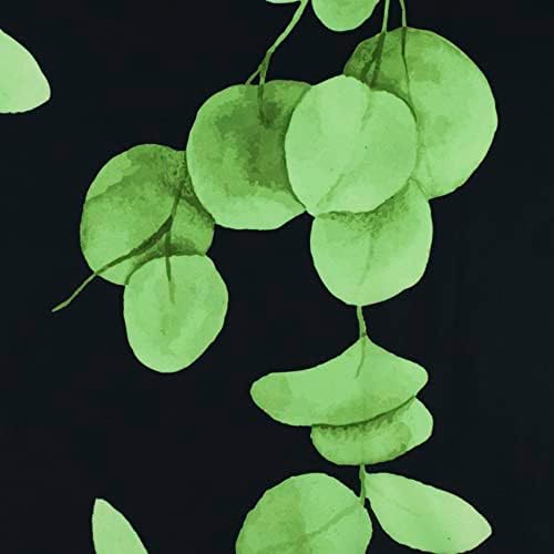 Ecotob Green Leaf za zavjese za tuširanje, zeleni eukaliptus odlazi na crnoj pozadini za zavjese za