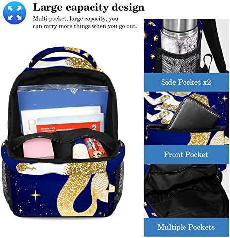 VBFOFBV putni ruksak, backpack laptop za žene muškarci, modni ruksak, zlatna sirena lubanja