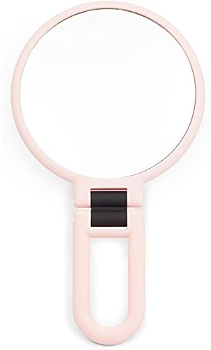 Glamlily Pink ručno ogledalo za uvećanje za šminkanje, 1 / 10x uvećanje