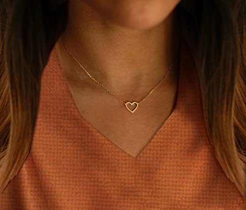 LEXODY Dainty ogrlica od srca Tiny heart Privjesak choker ogrlice mala 14k pozlaćena slatka otvorena