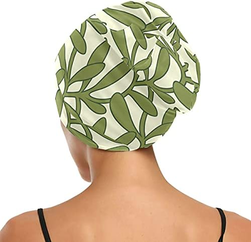 Kapa s lubanjem za spavanje Radni šešir BONNET Zisti za žene Zelene lišće Spring Božićna zima Nova godina