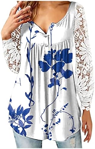2023 Ženska proljeće i ljetne majice s dugim rukavima 1/3 dolje Down Cherton Crewneck Premium cvjetni tiskani