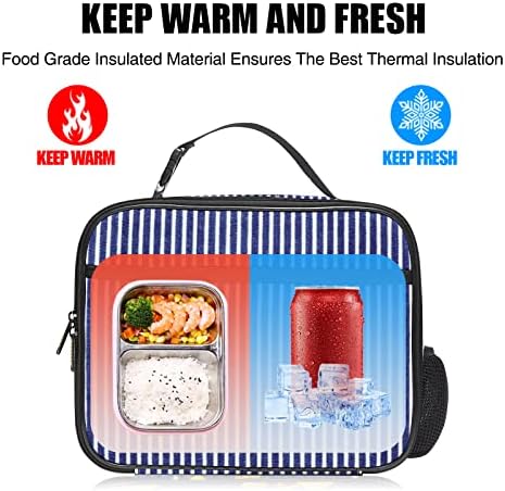 IVENHLYS Stripe Lunch Box, velika izolovana torba za ručak nepropusna izdržljiva višekratna hladnjača