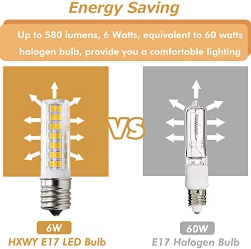 HXWY E17 LED sijalica za mikrovalnu pećnicu preko štednjaka, 6w topla bijela , 110-120V, Srednja baza, zatamnjiva,