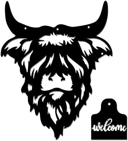 Dobrodošli znak za ulazna vrata, metalna krava glava seoska kuća Torch Decor, ulazni dekor za kućni