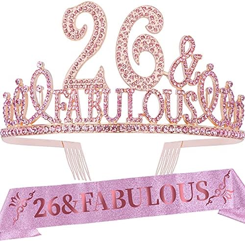 Meseltobe 26. rođendanski set i krunski set za žene - 26 i fenomenalno sjajno krilo i rinestone