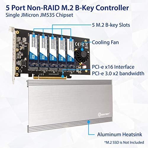 5 utora M.2 Key tipka SATA baza SSD PCI-E 3.0 X2 kartica za proširenje propusnosti zahtijeva X16