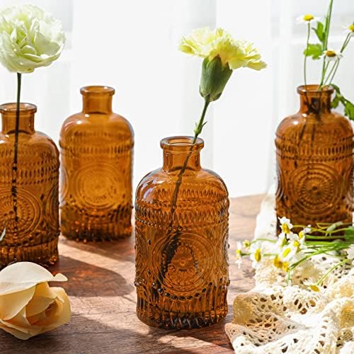 Comsaf Staklene vaze sa 6, mali bistri pupoljni vaze u rasutom stanju, mini vintage ukrasne boce,