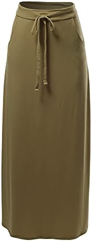 A2Y ženska osnovna sklopiva visoka struka maxi suknje
