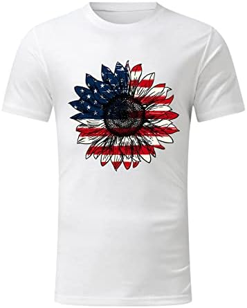 ZDFER Dan nezavisnosti Američka zastava tiskana majica za muške kratkih rukava Crewneck Redovno