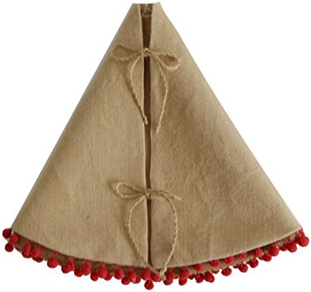 GireShome 48inch jutte / linenska tkanina sa crvenim kugličnim ukrasom na ukrasu Xmas Dekoracija stabla