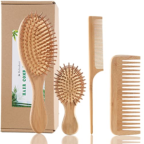 Set češlja od bambusovih četki za kosu, ekološki prihvatljiva Anti-statička četka za kosu za raspetljavanje za