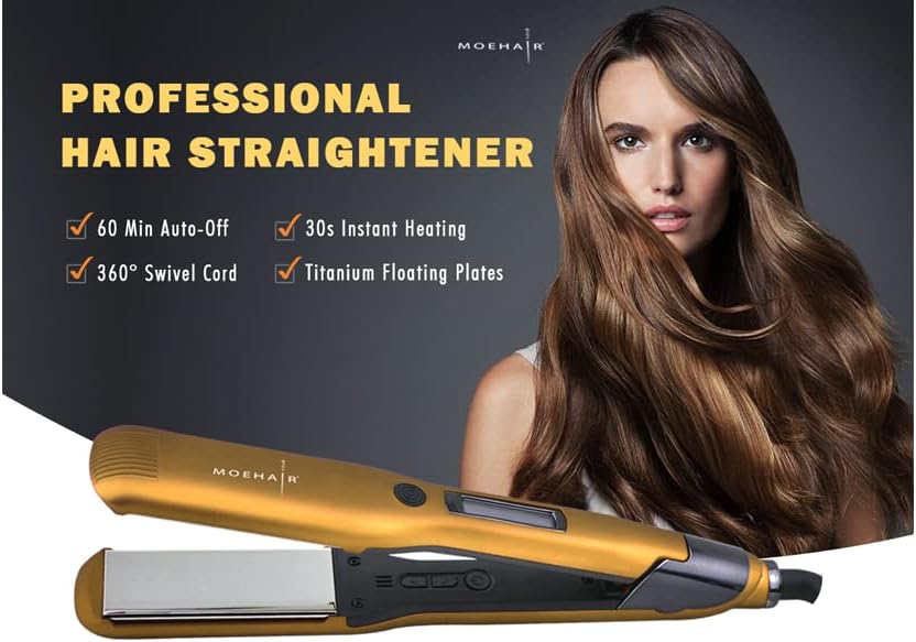 Moehair Professional 1,5 Ispravljanje kose, titanijum ploče za plutajuće gvožđe za kosu, ispravljač