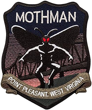 Vezerski mothman patch - vezena tačka ugodna zapadna Virdžinija - vezena zakrpa - glačalo - 4,1 x 5 inča