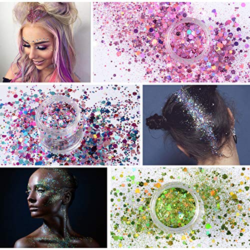 WarmFits holografsko lica svjetluca 12 boja ukupno 120g bod za oči kose festival za kosu Chunky holografski