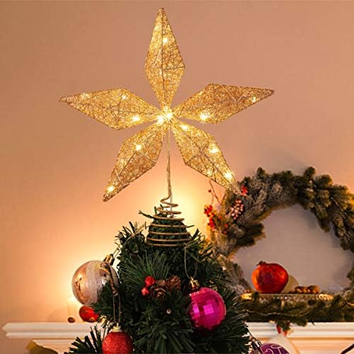 Nuobesty Christmas Star Star 1pc, Božić izdubljeni željezni zvjezdani oblik stablo sa gudačkim
