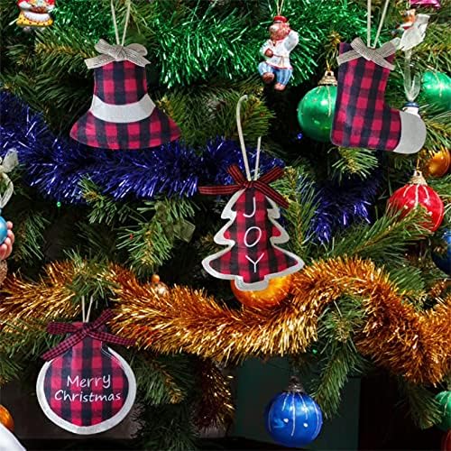 Todozo Crveni mini božićni bivoli plairani čarape Viseće setovi Božićni ukrasi za viseći božićni mantel Garland