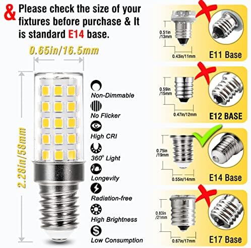 Alide E14 Base LED kandelabra sijalica 40W ekvivalentna, E14 Evropska baza, prirodno Bijela 4000k,AC100-265V