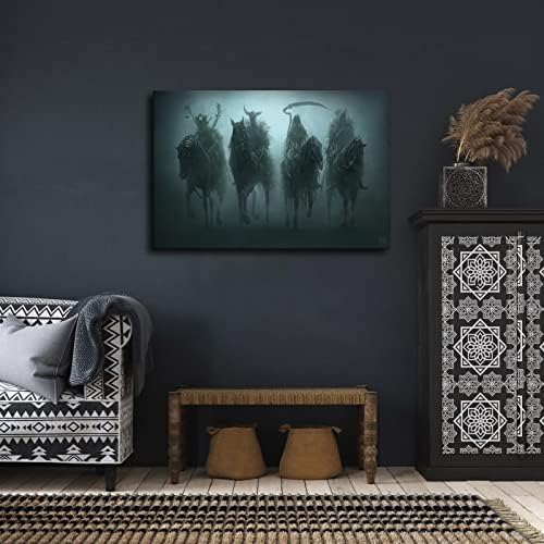 Tamna četiri konjanika apokalipse na platnu umjetnički Poster i zidna umjetnička slika štampaju
