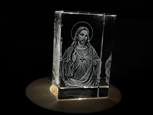 3D Kristal Isusov figurinski statuu sa LED-om