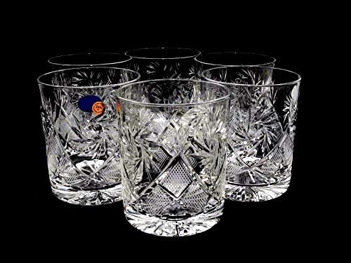 Staromodni ruski kristalni viski sa kamenim čašama, Vintage' Pinwheel ' dizajn posuđa za piće, Set