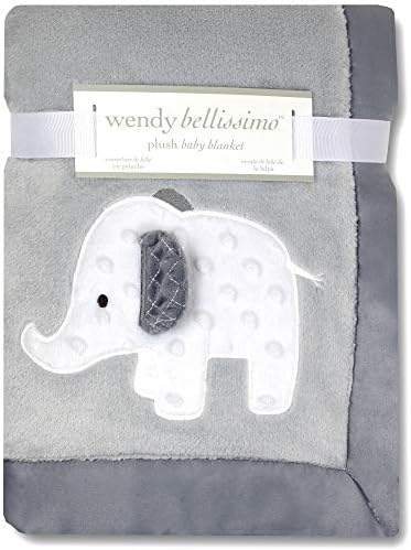 Wendy Bellissimo Super meka plišana deka za bebe - Elephant Baby deka u bijeloj boji & siva