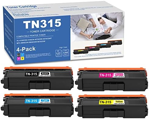 Tn315 Toner kertridž 4 Pakovanje: Yois kompatibilna zamena za Tn315bk TN315C TN315M TN315Y Toner