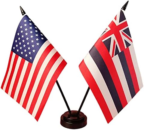 Amerika i Havaji sa dvostrukom stolnom zastavom, američke havaske stolne zastave, 8 x 5 inča američka