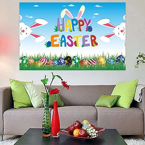 Cakina Table Runners 36 Inča Dugi Uskršnji Baner Praznični Ukrasi Egg Bunny Zastava Pozadinska Tkanina Za