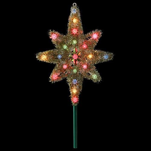 21 Osvijetljena zlatna zvezda Betlehem božićnog drveća - višebojne lampice