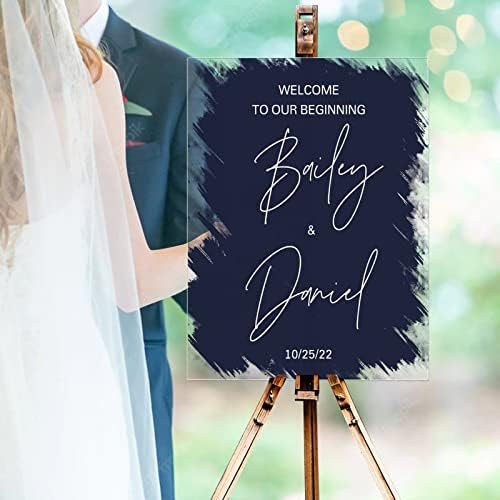Personalizirano ime Dobrodošli znakovi za vjenčanje Dobrodošli u našeg početka romantičnog akrilnog vjenčanja