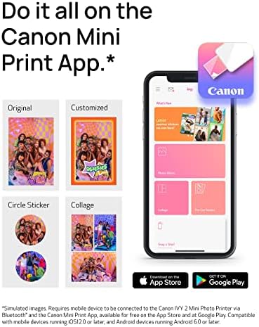 Canon Ivy 2 mini photo štampač, tisak iz kompatibilnih iOS i Android uređaja, ljepljivih otisaka,