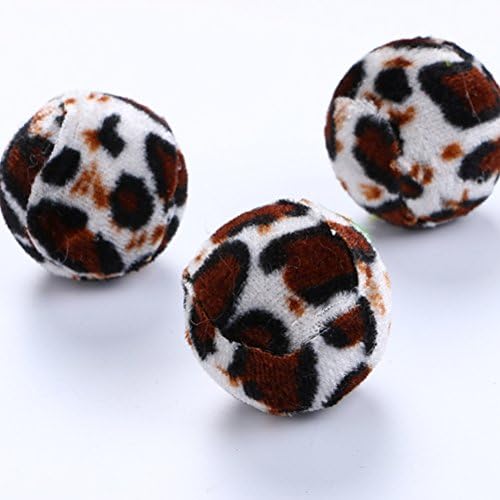 UEETEK 5kom igračke za mačke, prečnika 1,4 inča Leopard Print plišano umotane teniske loptice smiješne