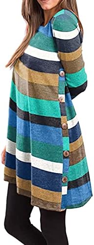 NOKMOPO Plus Size haljine sa šljokicama modni Omen Casual Stripes majica sa dugačkim rukavima