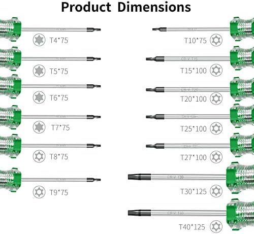 RONMAR 13-komadni magnetni sistem odvijača Torx, sigurnosni krov, T4, T5, T6, T7, T8, T9, T10, T15, T20, T25,