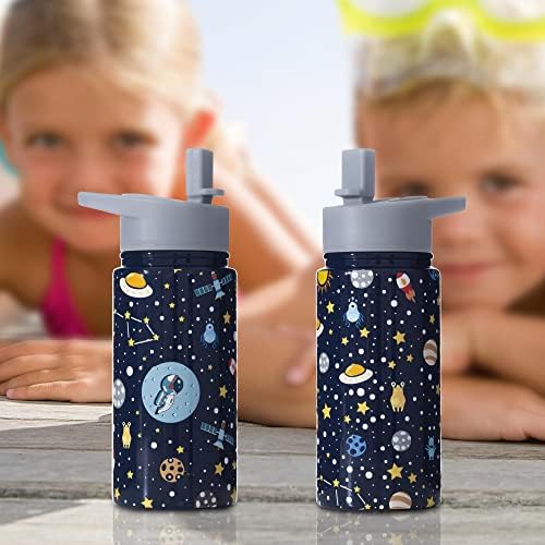 Boelia 15 oz Space Solar System flaše vode deca za školu izolovane šolje sa slamkom rođendanski