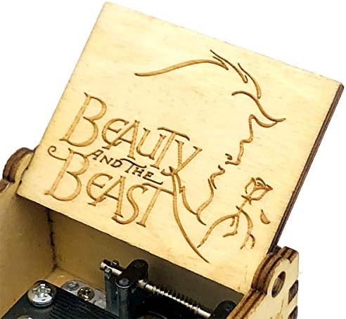 SweethomeGift Ljepotica i zvijer glazbeni pokloni, drvena vintage ručna ručna laserska glazbena kutije za