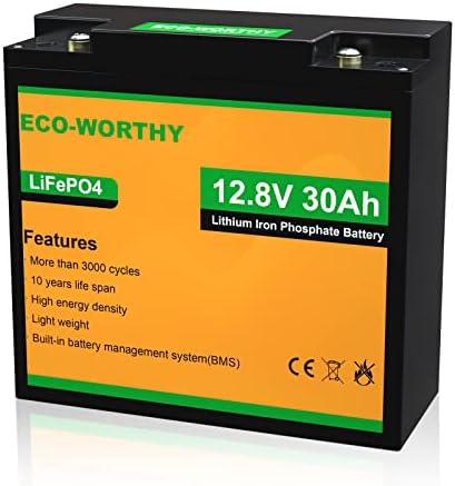 ECO-WORTUY 12V 30Ah mini litijumska baterija, punjivi LifePo4 litijum-jonski fosfat Duboko ciklus Nadograđen