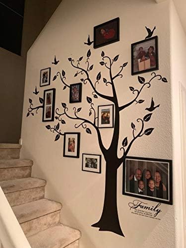 Veliki porodični zidni zidni naljepnica, DIY Black Frame Frame stablo zidni ukras naljepnica naljepnica naljepnica