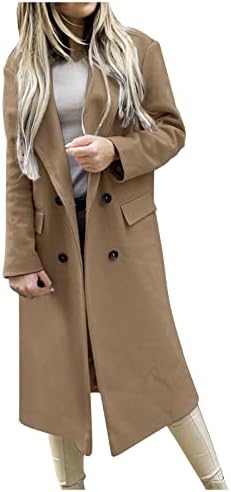 JXQCWY WOODCH LEAL Dvostruki grudi grašak katu casual zimske tople solidne boje dugačak kaput