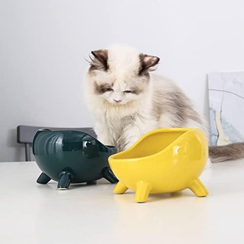 CAT Food Bowl, Keramika Nagnuta CAT posuda sprječavajući prljavu bradu na stresu bez perilice