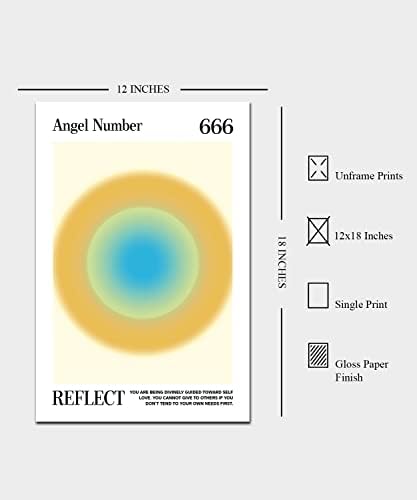 Teevoke 12x18- Angel broj 666 Poster Umran, reflektirajte, aura portaneb, aura gradijentni tisak, ponavljajući