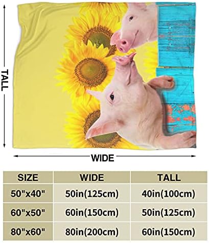 Gadimen 3D svinje od suncokreta baca, super mekane lagane flanelne prekrivene pokrivače za krevet